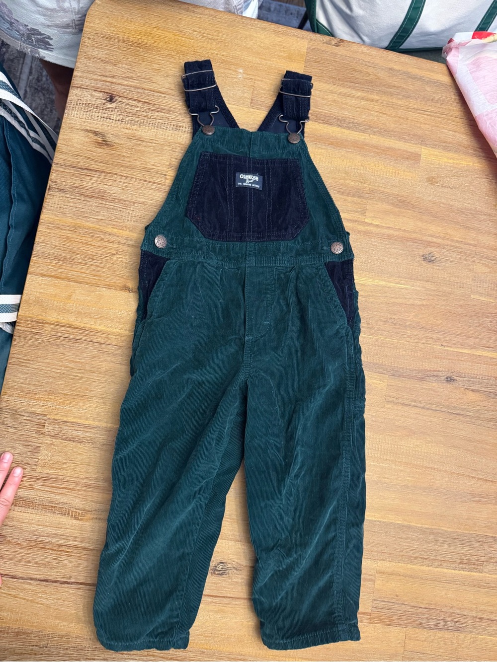 OshKosh B'gosh Dark Green and Navy Corduroy Overalls 3T